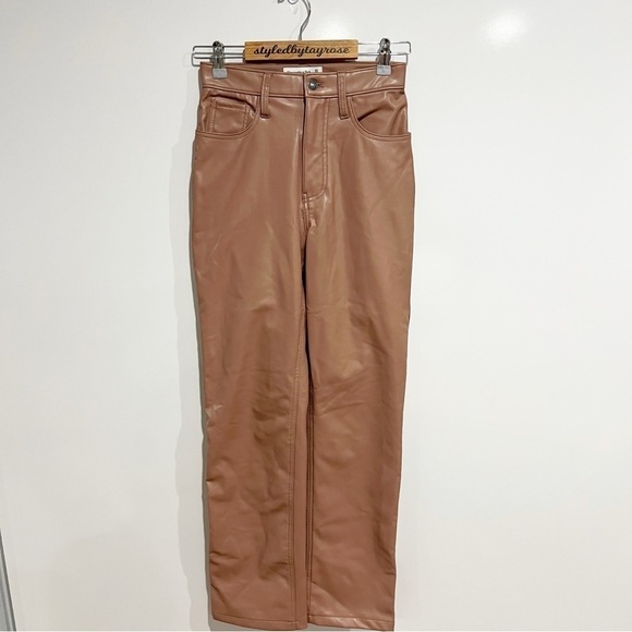 Abercrombie & Fitch Vegan Leather 90s Straight Pant - Picture 6 of 12